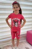 Pembe Kuromi Kısa Kollu Şortlu Çizgi Karakter Baskılı Kız Çocuk 2li Takım thumbnail 1
