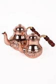 DMT GAZİANTEP BAKIRDAN BAKIR ÇAYDANLIK EL İŞLEMELİ YÜZEYİ VE ÖZEL KULPLU TOPLAM BOY :21 cm En:Alt 11 cm üst 10 cm - 1