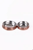 DMT GAZİANTEP BAKIRDAN EL İŞLEMELİ ÇEREZ VEYA KAHVALTI TABAK büyük 12 cm küçük 10 cm derinlik 2cm - 2