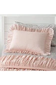 Pembe Fırfırlı Pamuk Saten Yastık Kılıfı Ikili - 1