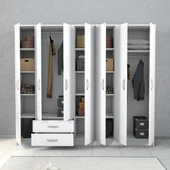 Nisa 7 Kapılı 2 Çekmeceli 14 Raflı Geniş Gardrop Beyaz - GRD1201 - 3