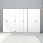 Nisa 9 Kapılı 2 Çekmeceli 13 Raflı Geniş Gardrop Beyaz - GRD1301 - 2
