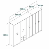 Nisa 9 Kapılı 2 Çekmeceli 13 Raflı Geniş Gardrop Beyaz - GRD1301 - 4