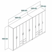 Nisa 10 Kapılı 4 Çekmeceli 16 Raflı Geniş Gardrop Beyaz - GRD1401 - 4