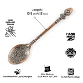 Gaziantep Gül Motifli Çay Kaşığı Seti 12'lı Adet BAKIR Renk Zamak Topuz Başlı - 5