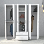 Nisa 6 Kapılı 2 Çekmeceli 7 Raflı Geniş Gardrop Beyaz - GRD1101 - 3