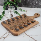 Gaziantep Gül Motifli Çay Kaşığı Seti 12'lı Adet BAKIR Renk Zamak Topuz Başlı - 4