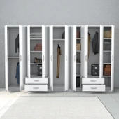 Nisa 10 Kapılı 4 Çekmeceli 16 Raflı Geniş Gardrop Beyaz - GRD1401 - 3