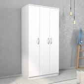 Nisa 3 Kapılı 6 Raflı Geniş Gardrop Beyaz-GRD0901 - 1