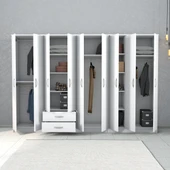 Nisa 9 Kapılı 2 Çekmeceli 13 Raflı Geniş Gardrop Beyaz - GRD1301 - 3