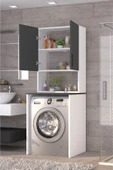 Üst Dolaplı Çok Amaçlı Çamaşır Makinesi Dolabı Antrasit - 2