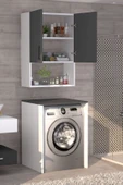 Üst Dolaplı Çok Amaçlı Çamaşır Makinesi Dolabı Antrasit - 3