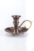 2'Lİ SET Gaziantep Bakır ŞAMDAN SET Şamdan-Mumluk set El işlemesi dövmesi yük:9,5 cm kalınlık:0,80mm - 3