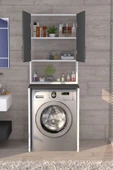 Üst Dolaplı Çok Amaçlı Çamaşır Makinesi Dolabı Antrasit - 4
