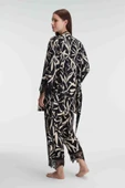 MAN5823 Anıl 5823 İp Askılı V Yaka Kadın Viskon Tropikal Yazlık Örme Dantel Detaylı Pijama Takımı Sabahlık - 8