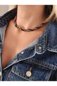 Etnik Bohem Sarmal Dönmeli Model Kristal Siyah Gold Renkli Taşlı Kristal Boncuk Kolye - 3