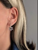 Yıldız Model Gümüş Renkli Çelik Küpe - 3