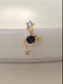 Galaksi Gezegen Satürn Yıldız Model Kıkırdak Piercing Tragus Helix Gold Renk Küpe - 1