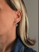 Yıldız Model Gümüş Renkli Çelik Küpe - 2