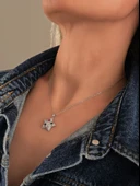 Yıldız Model Renkli Zirkon Taşlı Silver Renk Kolye thumbnail 3