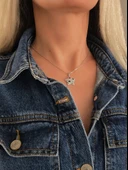 Yıldız Model Renkli Zirkon Taşlı Silver Renk Kolye thumbnail 2