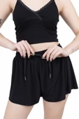 Looksense Kadın Siyah Bağcıklı Sandy Şort  01007 thumbnail 4