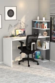 Çınar Kitaplıklı Çalışma Masası Beyaz  Antrasit - 1
