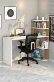 Çınar Kitaplıklı Çalışma Masası Beyaz Çam - 1