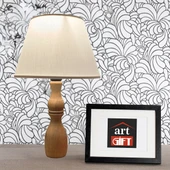 Glad Masif Ahşap Ayaklı Zarif Abajur Konik Krem Başlıklı Masa Lambası Komodin Abajur thumbnail 5