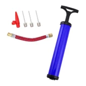 Bisiklet Pompa Seti 30 cm El Tipi Ayak Tutamaklı Hava Top Şişirme Plastik Başlıklı Borulu İğne Uçlu thumbnail 6
