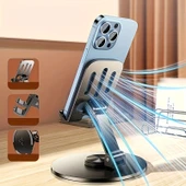 Zipax Huawei Nova Y60 Y61 Y62 Y70 Y71 360 Katlanabilir Metal Masaüstü Tablet Telefon Standı thumbnail 2