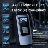 Polham 6000mAh Şarjlı 150PSİ Ultra Hızlı Lastik Şişirme Hava Kompresörü,Araç, Motosiklet, Bisiklet Pompası - 2