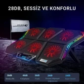 Coofbe Led Işıklı Ayarlanabilir 7 Kademeli Stand 6 Fanlı Göstergeli Notebook Laptop Soğutucu Turbo Fan thumbnail 4