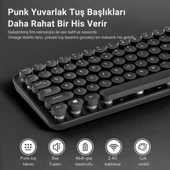 Coofbe 105 Retro Tuşlu 2.4Gh Kablosuz Bluetooth Klavye Mouse Seti Retro Kablosuz Klavye Mouse Set - 9