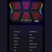 Coofbe Led Işıklı Ayarlanabilir 7 Kademeli Stand 6 Fanlı Göstergeli Notebook Laptop Soğutucu Turbo Fan thumbnail 5