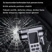 Coofbe 4in1 150PSI 4000Mah Şarjlı Araç Lastik Şişirme Pompası+Emniyet Kemer Kesici+Cam Kırıcı+Led Işıklı - 3