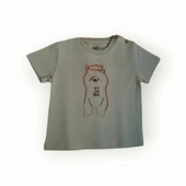 Ayıcık Nakışlı Yeşil T-shirt - 1