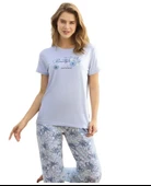 Aydoğan Kadın Mavi Viskon Kısa Kollu Pijama Takımı 240048 thumbnail 1