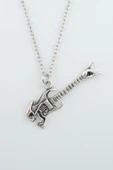 Kuru Kafa Elektro Gitar Gümüş Kaplama Düz Zincir Kolye thumbnail 1