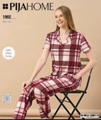 Pijahome Kadın Viskon İpeksi Dokulu Kısa Kollu Pijama Takımı - 2