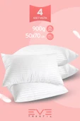 4 Adet Çizgili Saten Fermuarlı Antialerjik Yıkanabilir Silikon Elyaf Yüksek Dolgulu Yastık 900 gr thumbnail 1