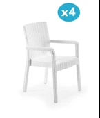 Omnipazar SY-2527 Royale Hasır Desenli Rattan Bahçe Koltuk Sandalye 4'lü Set - 3