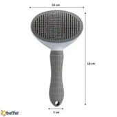 BUFFER® Kedi Köpek Tüy Toplayıcı Kendini Temizleyebilen Ergonomik Rahat Evcil Hayvan Tarağı Gri - 7