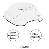 BUFFER® Silikon Kaydırmaz Taban Plastik Kedi ve Köpek Mama ve Su Kabı 2 L - 3