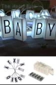 BUFFER® 10lu Lightbox Işıklı Harf Mesaj Panosu Dekoratif  Harf Işık Zinciri - 6