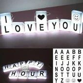 BUFFER® 10lu Lightbox Işıklı Harf Mesaj Panosu Dekoratif  Harf Işık Zinciri - 1