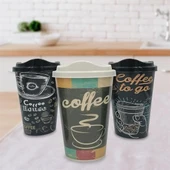 BUFFER® 3 Adet Kahve Bardağı Seti Dekoratif Plastik Kahve Muhafaza Bardağı - 4