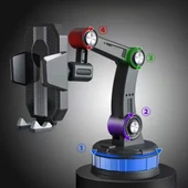 BUFFER® Jel Vantuzlu Cama Takılabilen Güçlü 360 Derece Dönebilen Ayarlanabilir Araç Içi Vantuzlu Telefon Tutucu - 5