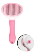 BUFFER® Kedi Köpek Tüy Toplayıcı Kendini Temizleyebilen Ergonomik Saplı Evcil Hayvan Tarağı Pembe - 7