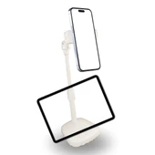 BUFFER® Masa Üstü Tablet ve Telefon Tutucu Plastik Aparat Beyaz Telefon Standı - 1